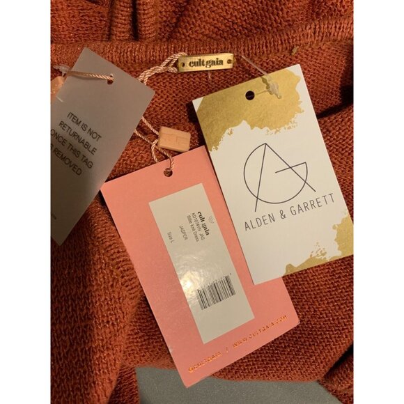 𝅺NWT Cult Gaia "Billie" Orange Knit Cutout Cap Sleeve Mini Dress Size Large - Picture 10 of 10